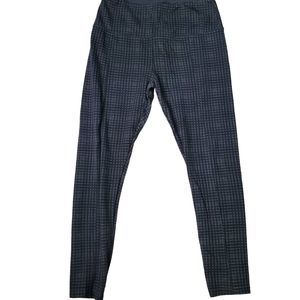 Lysse Black Gray High Waist Leggings Gingham Print Ponte Pants Sz L
